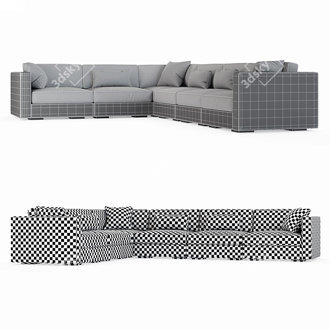 Maddox Slim-Arm L-Sectional Sofa 3D model image 7