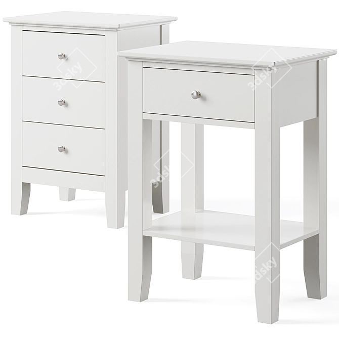 Modern Chic Oak Bedside Table 3D model image 1
