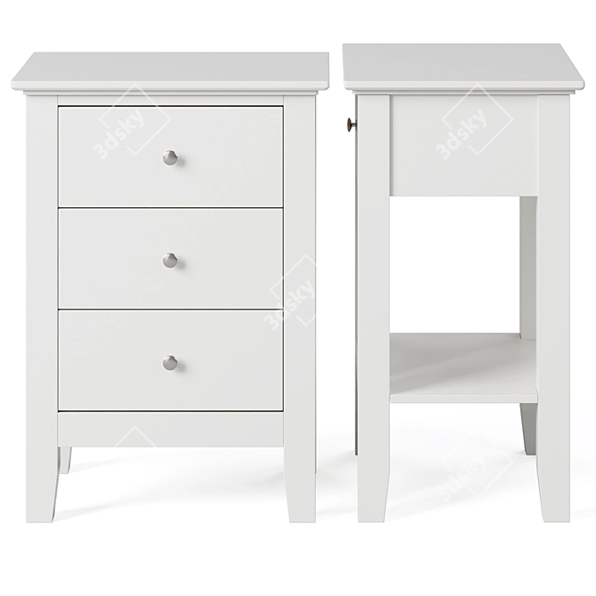Modern Chic Oak Bedside Table 3D model image 2