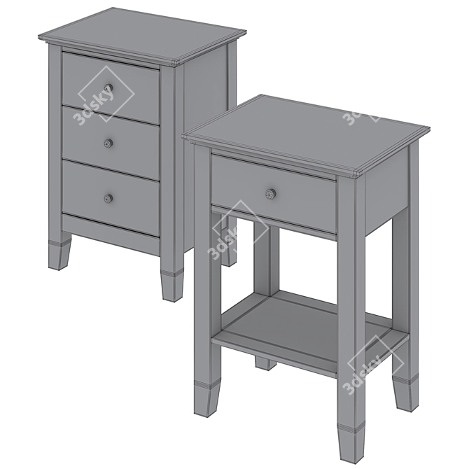 Modern Chic Oak Bedside Table 3D model image 6