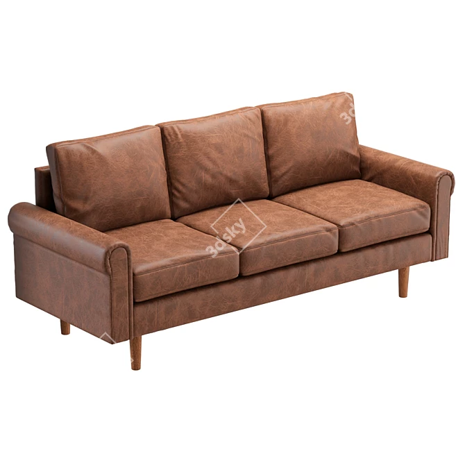 Modern Vegan Leather Sofa 3D model image 5
