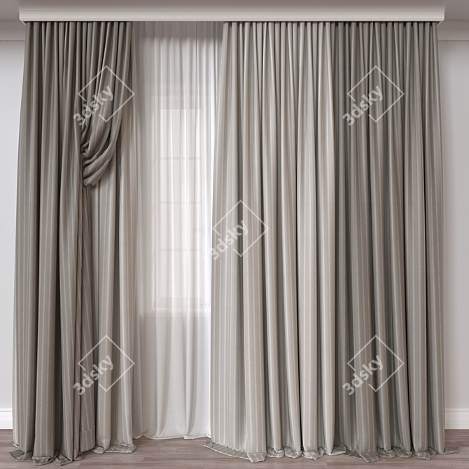 Modern Curtain 3D Model Render 3D model image 1