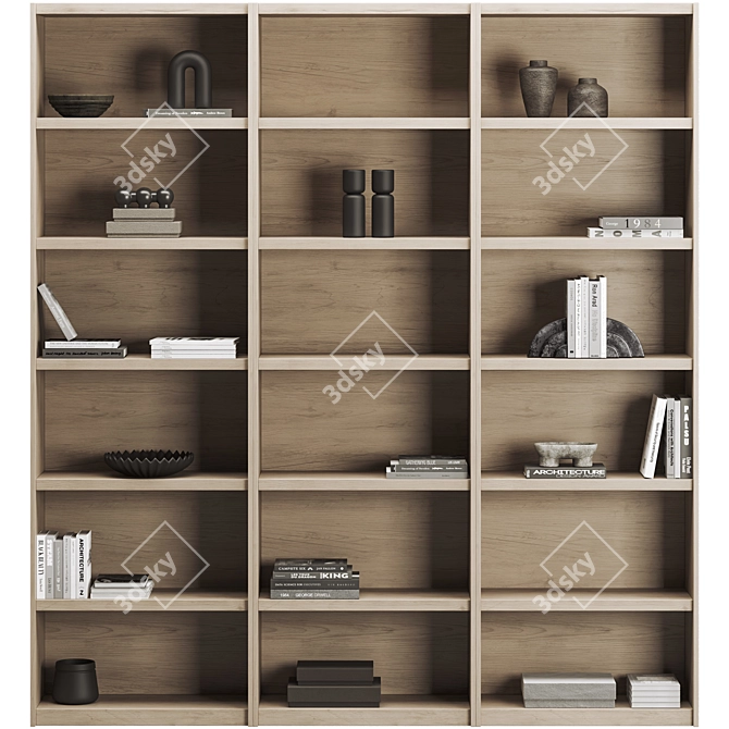 Modular Bookcase with UV Mapping 3D model image 1