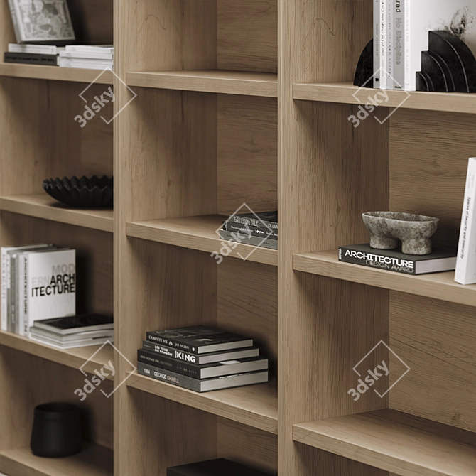 Modular Bookcase with UV Mapping 3D model image 3