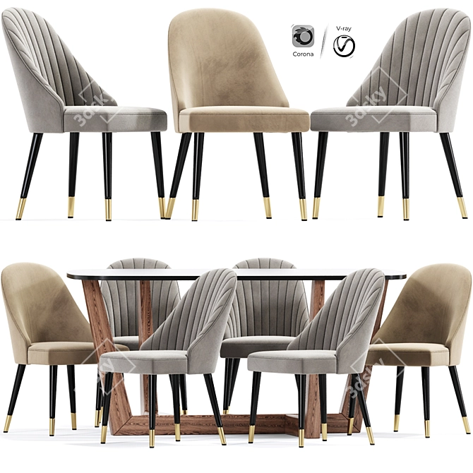 Modern Dining Table Chair Set 3D model image 1