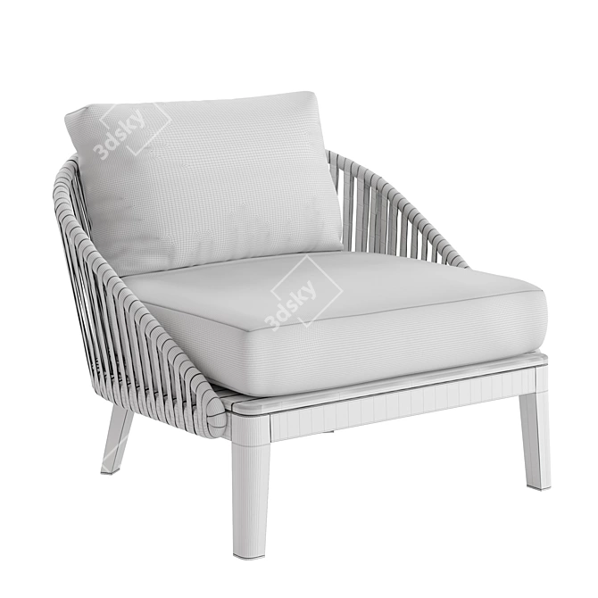 Teak & Tricord Lounge Chair 3D model image 2