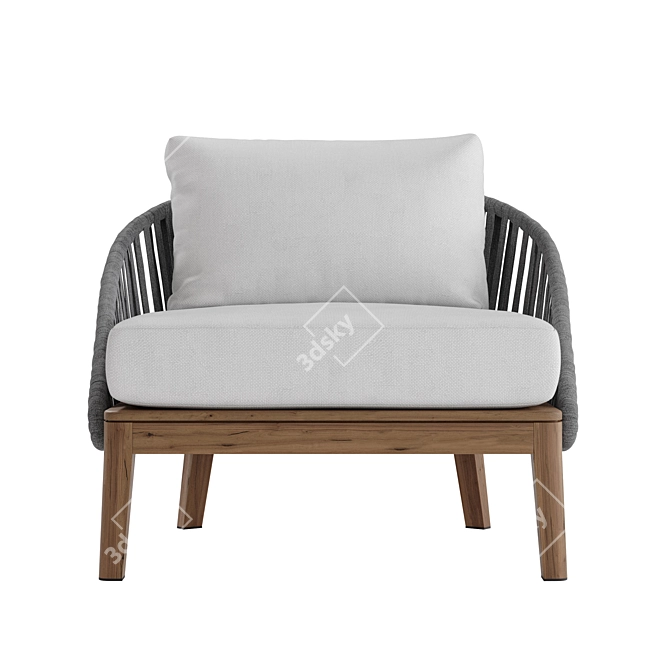 Teak & Tricord Lounge Chair 3D model image 4