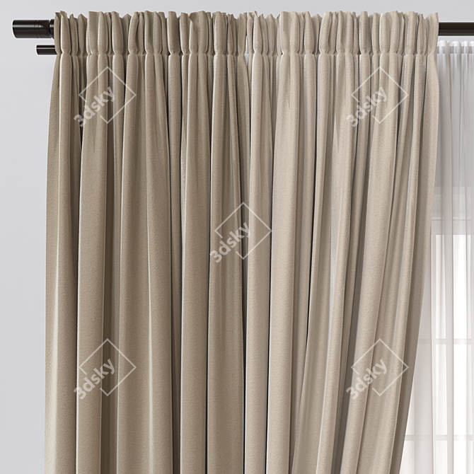 Versatile 3D Curtain Model, 101K Polygons 3D model image 3