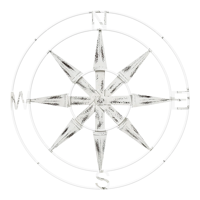 Metal Compass Wall Decor 3D model image 1