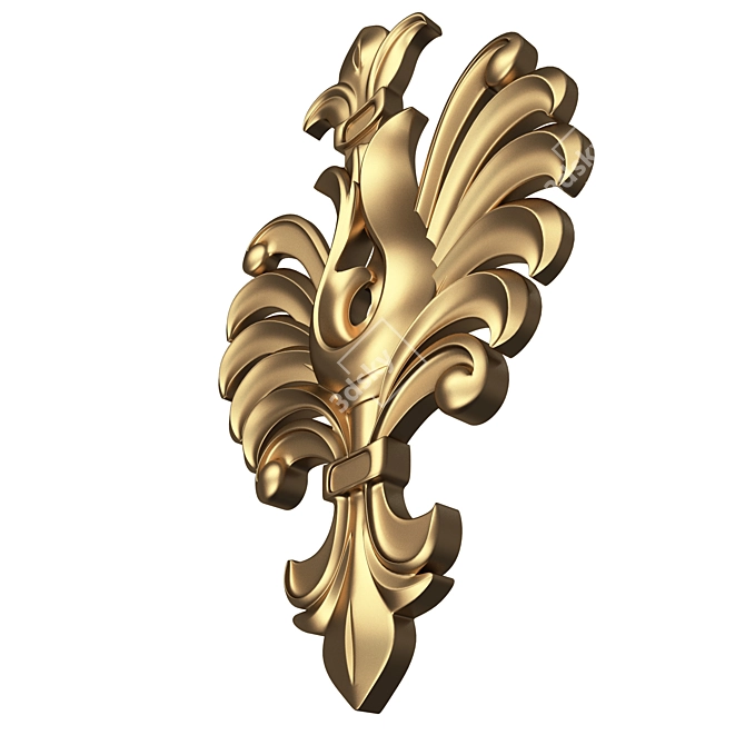 Floral Carving Decor 3D Model 3D model image 3