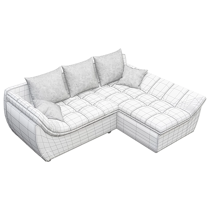 Modern Microfiber Gray Sectional Sofa 3D model image 3
