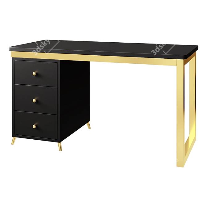 55" Black Wooden Writing Desk 3D model image 1