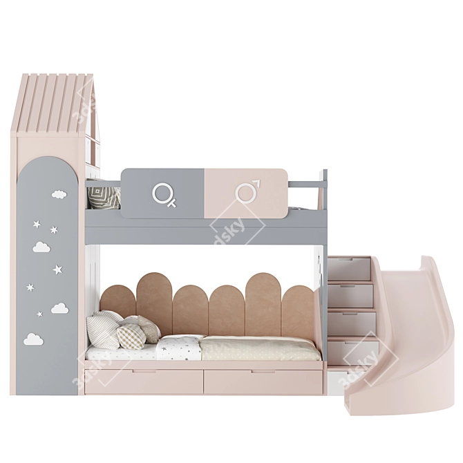 Customizable Kids Room Bed Model 3D model image 1