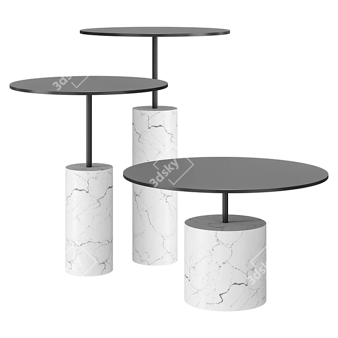 Marble Base Minimalist Coffee Table 3D model image 1