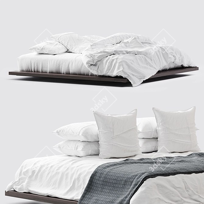 Crisp White Bedding Set 3D model image 1