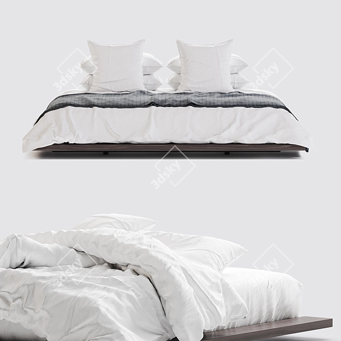Crisp White Bedding Set 3D model image 4