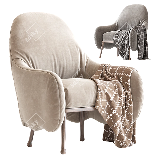 Corolla 272 White Armchair: Modern Elegance 3D model image 6