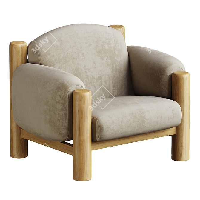 Sleek Modern Lounge Armchair 3D model image 1