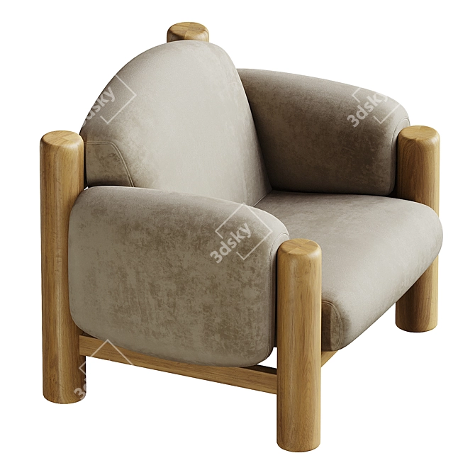 Sleek Modern Lounge Armchair 3D model image 4