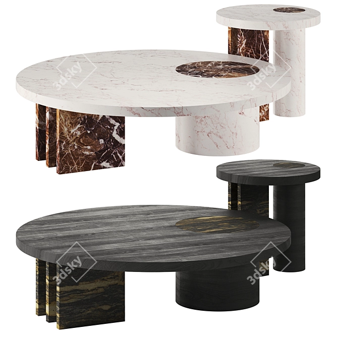 Elegant Salvante Stone and Wood 3D model image 1