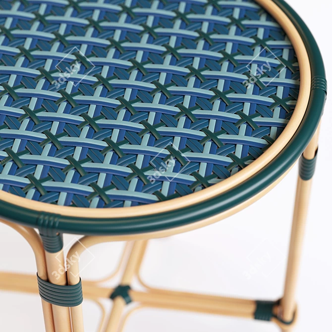 Boho Rattan Wicker Side Table 3D model image 3