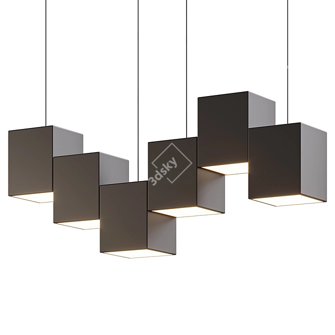 Sleek Black Linear Pendant Light 3D model image 1