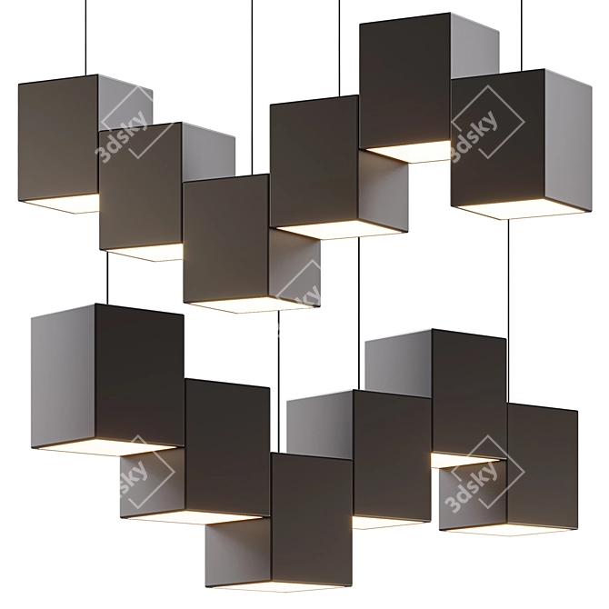 Sleek Black Linear Pendant Light 3D model image 2