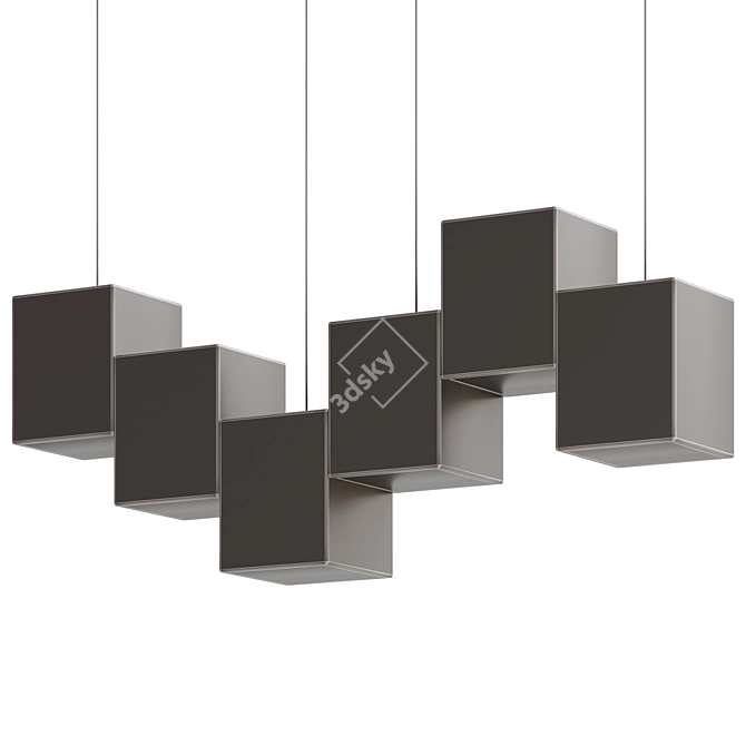 Sleek Black Linear Pendant Light 3D model image 3