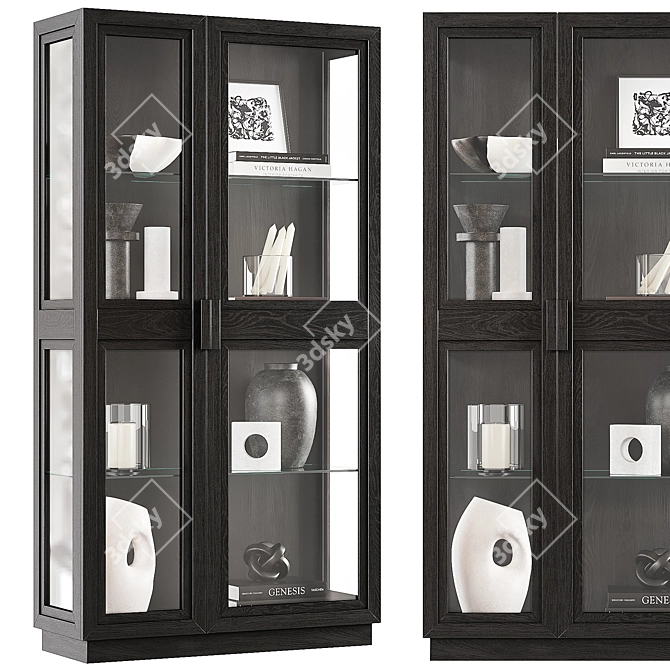 Modern Glass and Wood Cabinet 3D model image 9