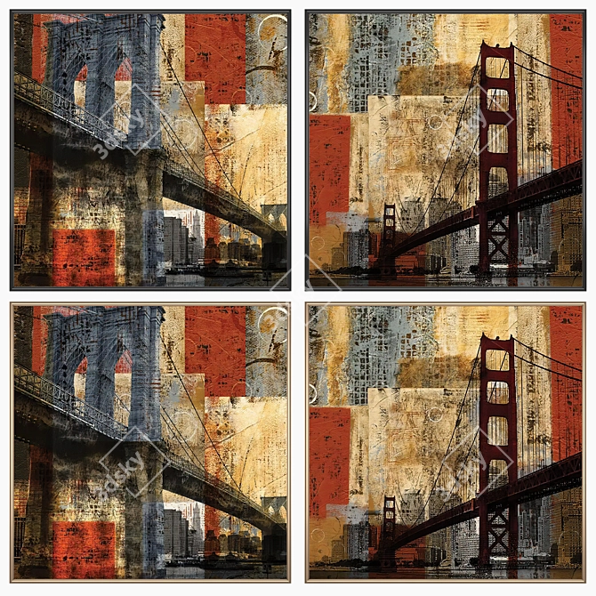 Wall Art Set with Frames 3D model image 2