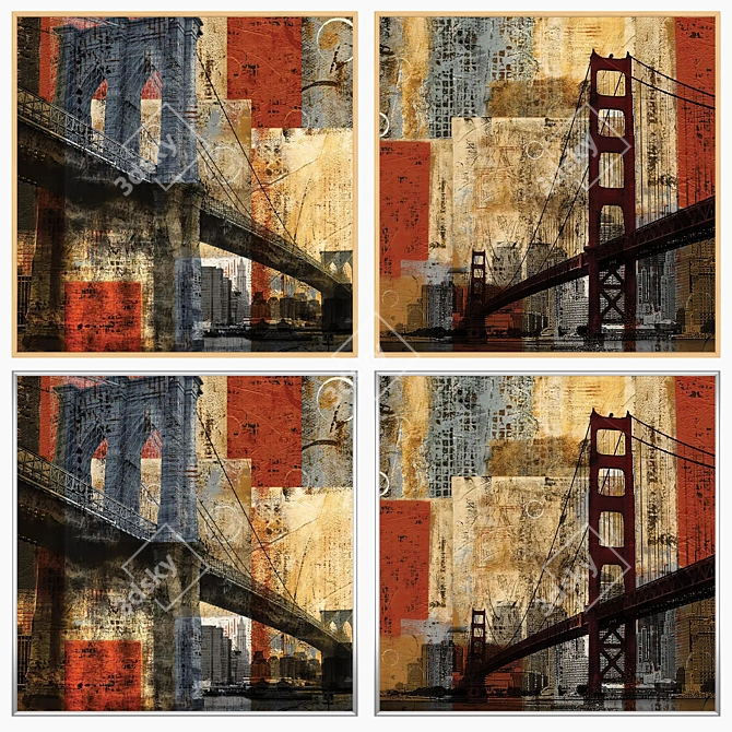 Wall Art Set with Frames 3D model image 3