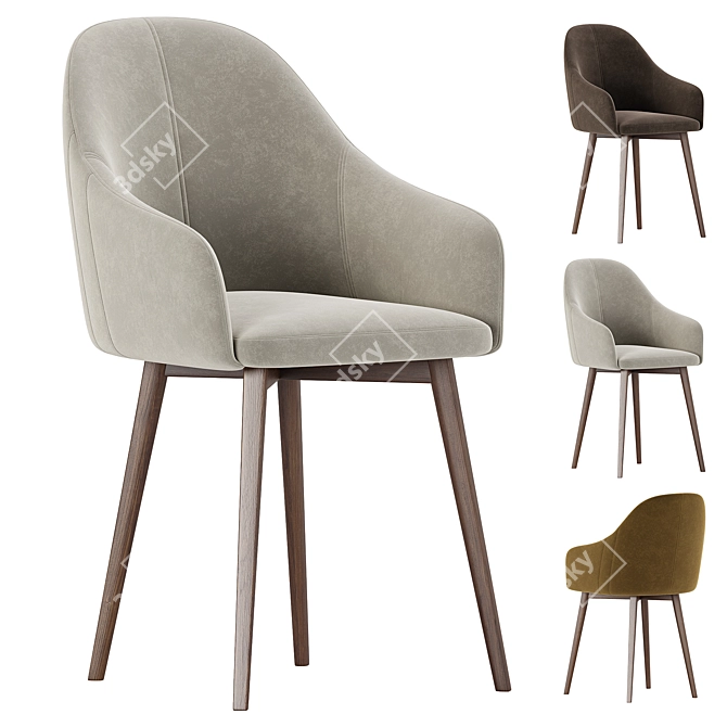 Modern Dining Chair Set Collection 3D model image 1
