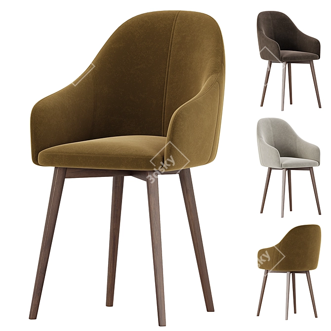 Modern Dining Chair Set Collection 3D model image 4
