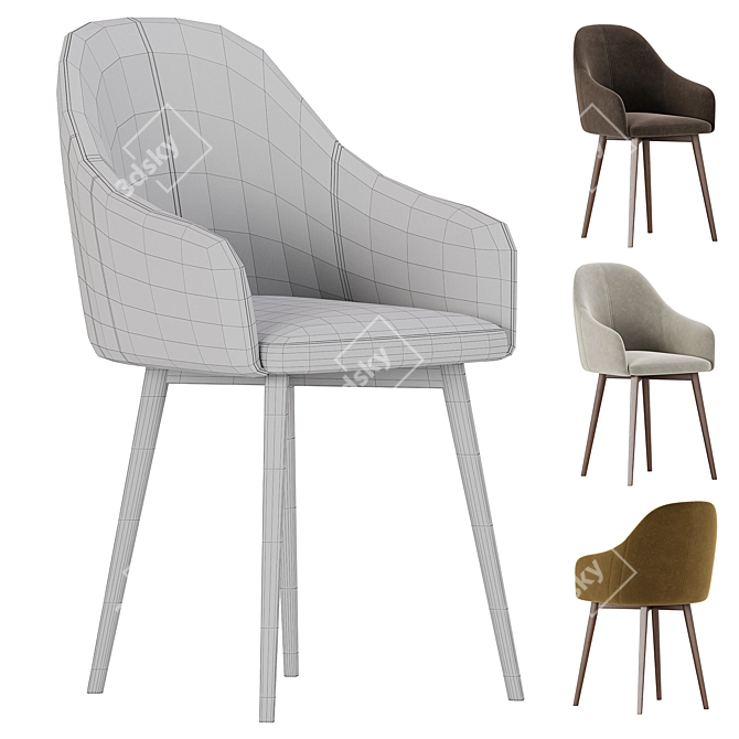 Modern Dining Chair Set Collection 3D model image 5