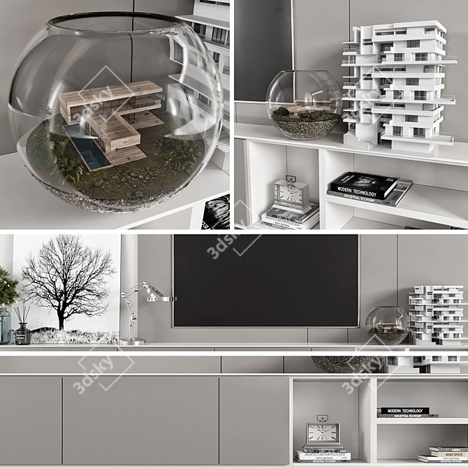  Modern 3D TV Wall Unit 3D model image 6