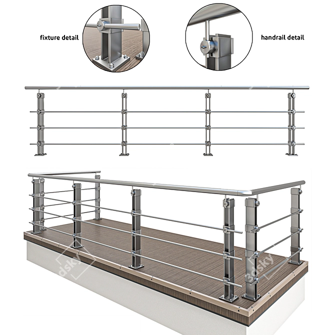 Expandable Metal Railings: Versatile Design 3D model image 4