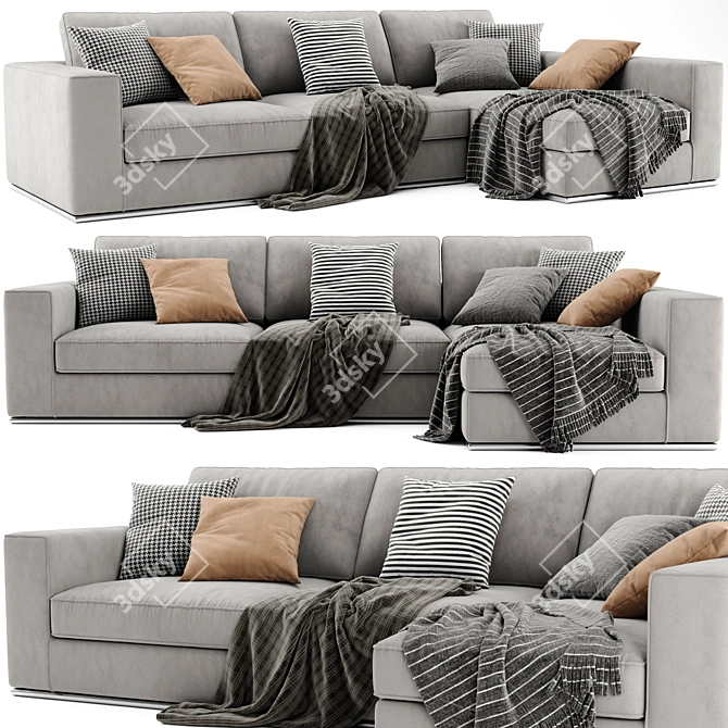 Italian Hermes Chaise Longue Sofa 3D model image 2