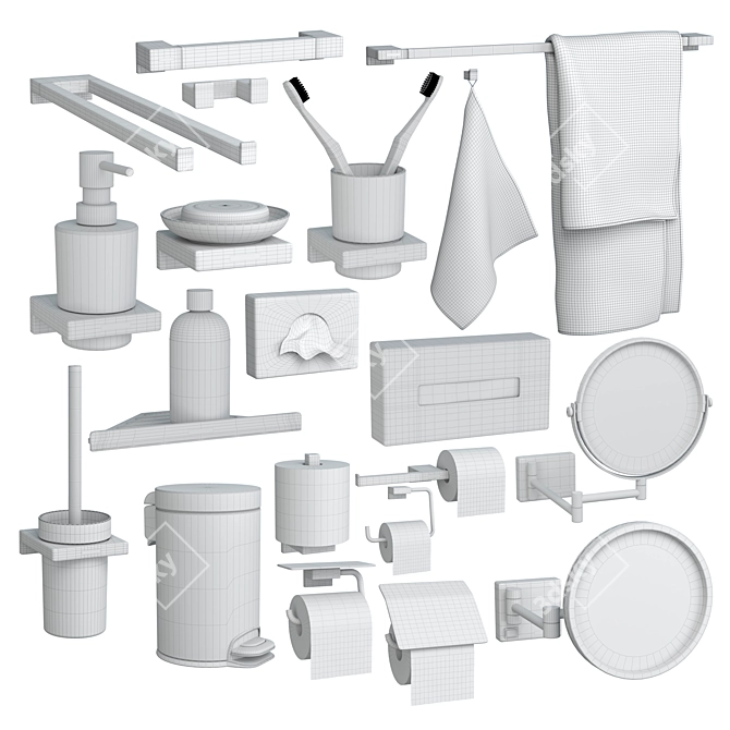 Hansgrohe AddStoris Bathroom Accessories Set 3D model image 7