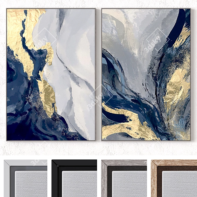 Set of 6 Large Wall Art 3D model image 2