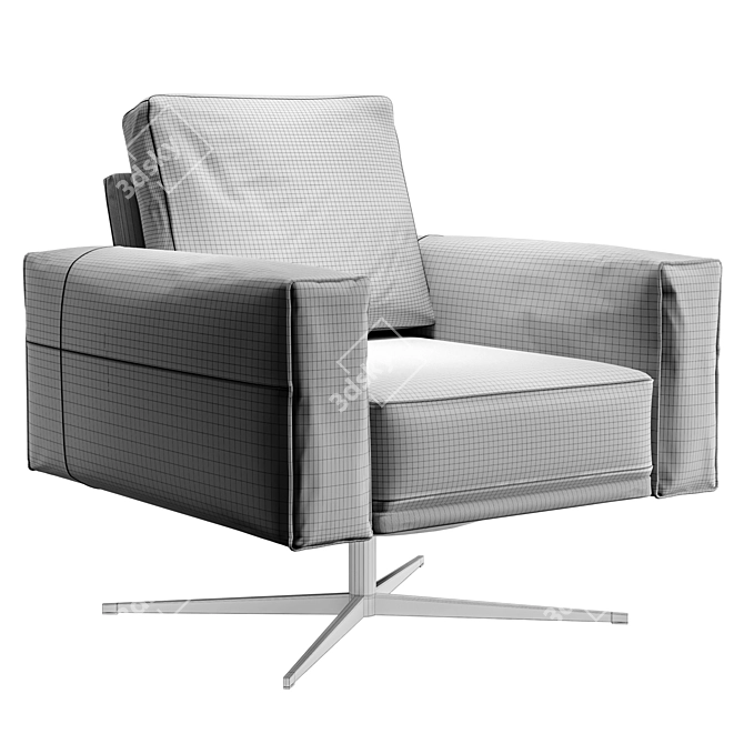 Luxury Swivel Leather Lounge Chair 3D model image 3