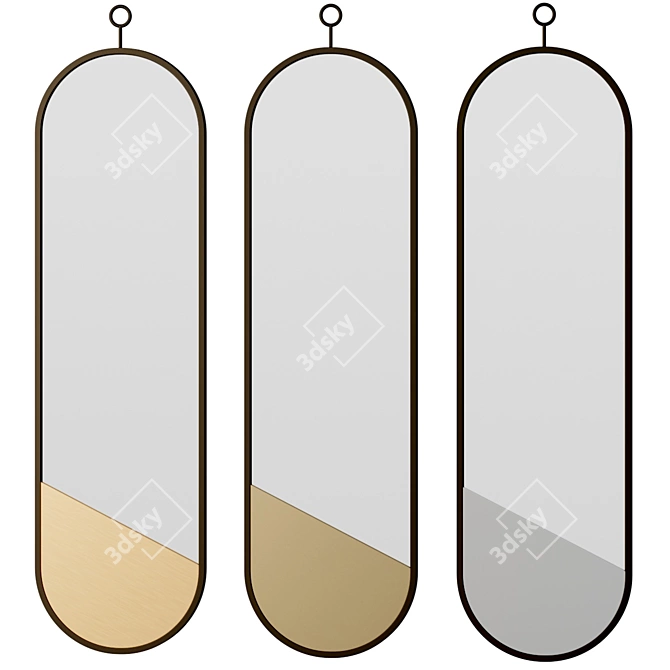 Handcrafted Natural Material Art Deco Mirror 3D model image 1