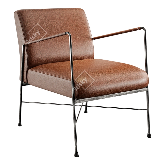 Vintage Brown Leather Arm Chair 3D model image 1