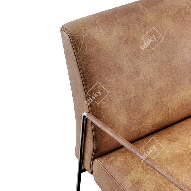 Vintage Brown Leather Arm Chair 3D model image 6