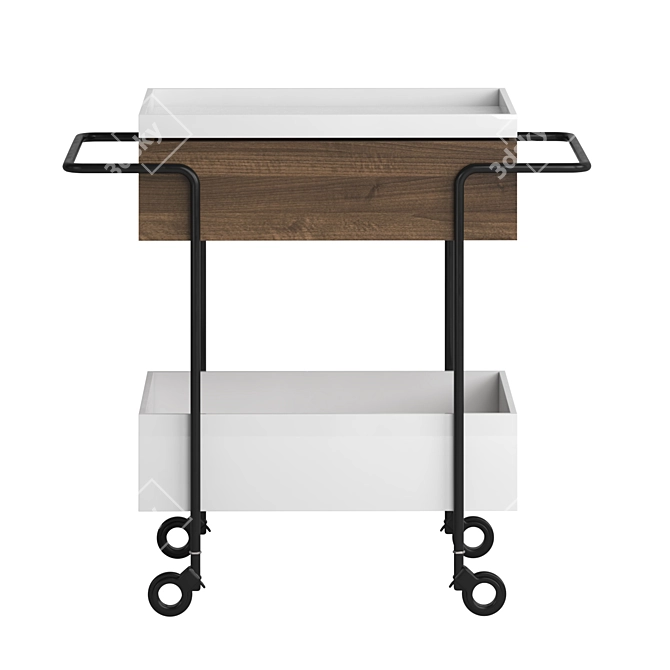 Streamlined Bar Cart with Removable Tray 3D model image 2