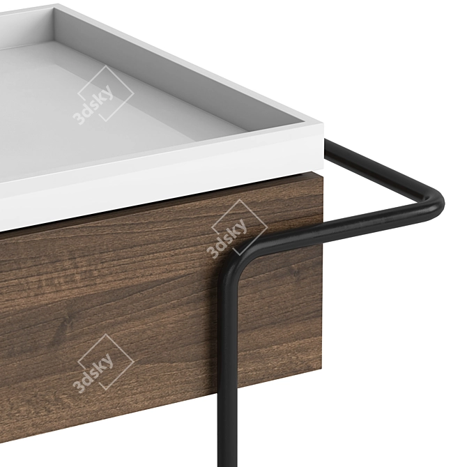 Streamlined Bar Cart with Removable Tray 3D model image 3