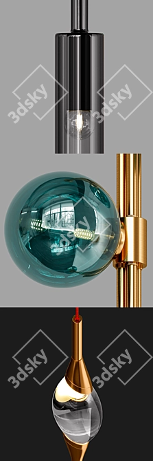 Elegant Glass Pendant Lighting Collection 3D model image 3