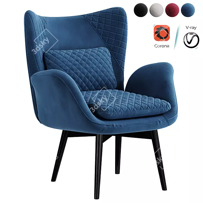 Royal Velvet Accent Chair 3D model image 1