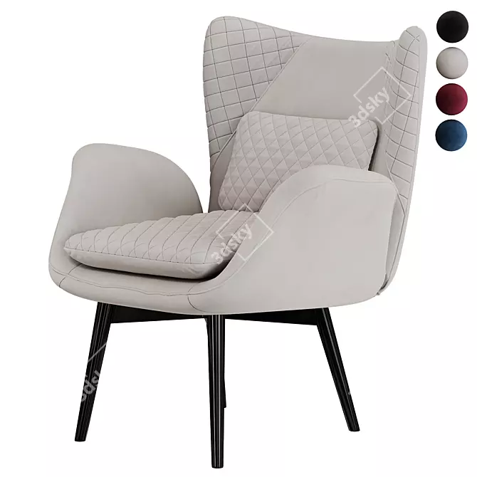 Royal Velvet Accent Chair 3D model image 3