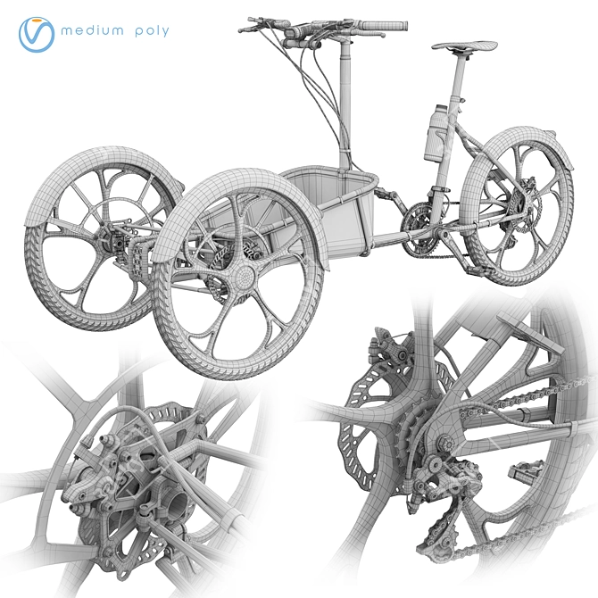 Adjustable Cargo Bike Concept 3D model image 6