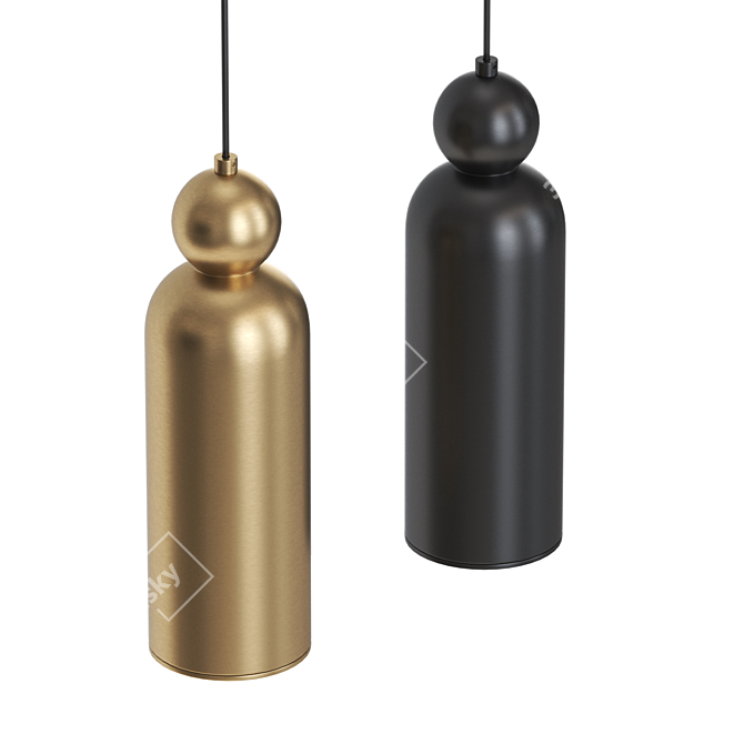 Brass Cylinder Sphere LED Pendant 3D model image 2
